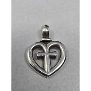 James Avery Retired Silver Eternal Love Cross Heart Pendant